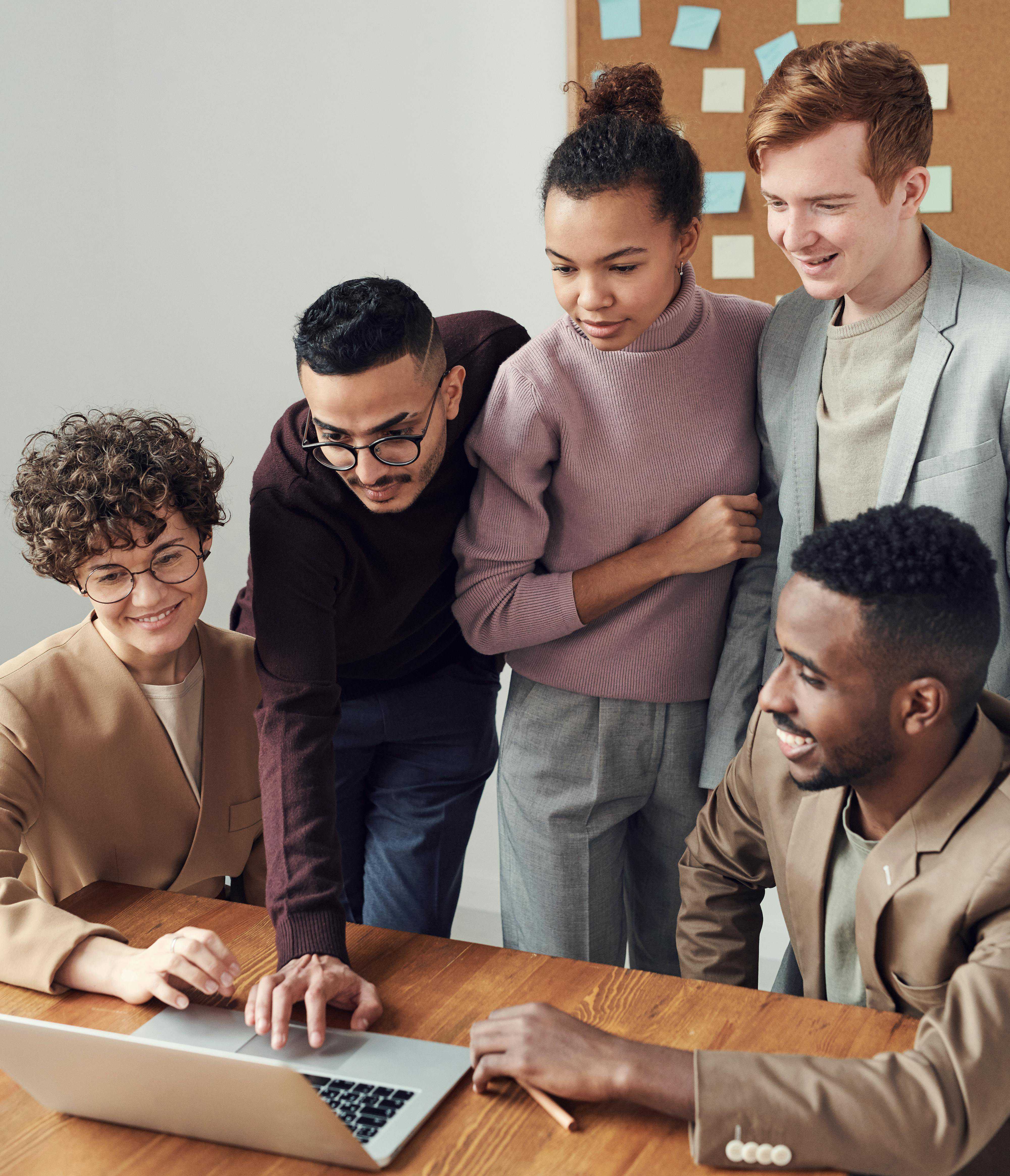 Team collaborating on technology